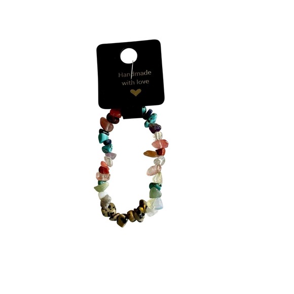 Handmade Gemstone Chip Bracelet Colorful Natural Stone Beaded Jewelry - Picture 1 of 2